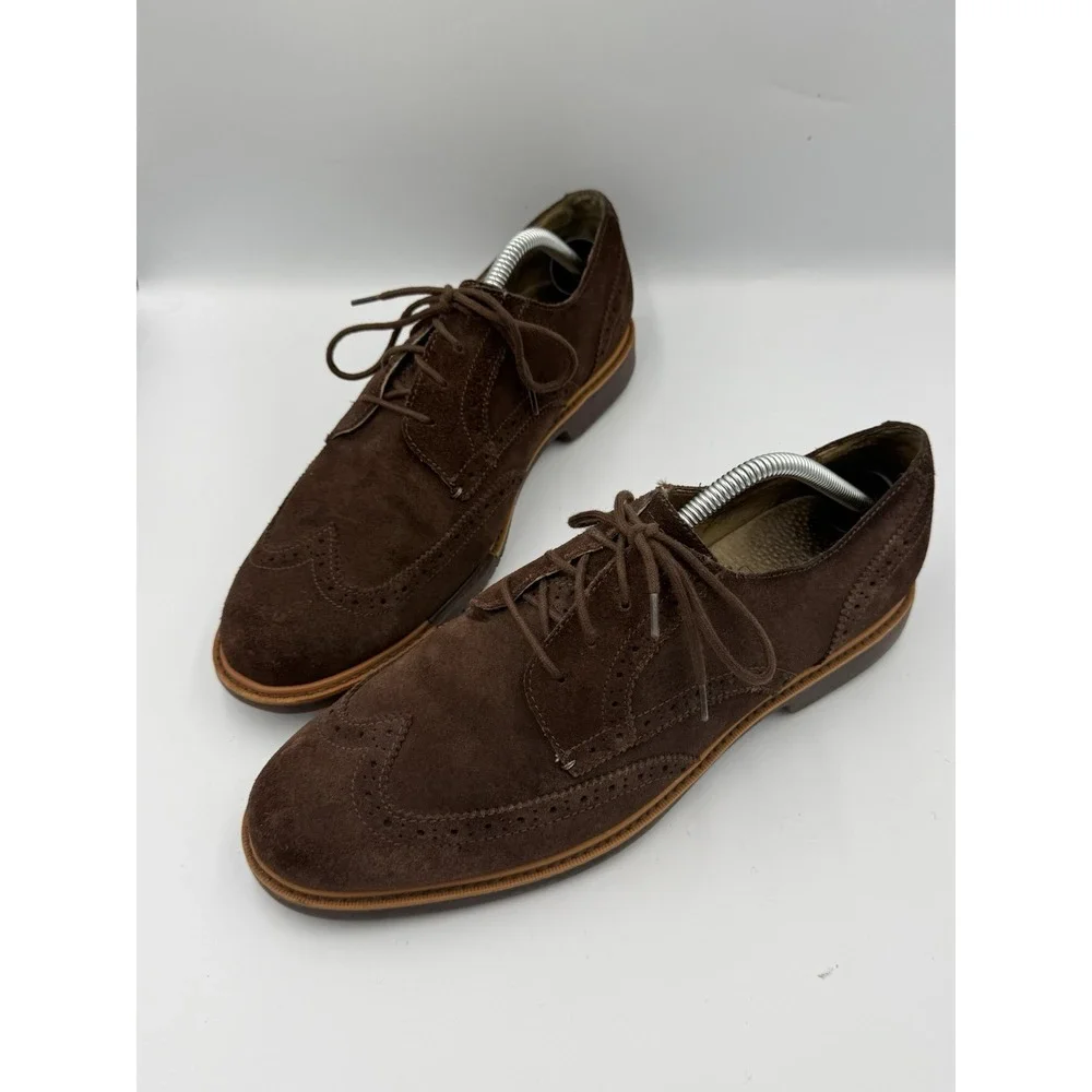 Cole Haan Grand OS Wingtip Brogue Oxford Dress Shoes Mens Size 9.5M Suede Brown